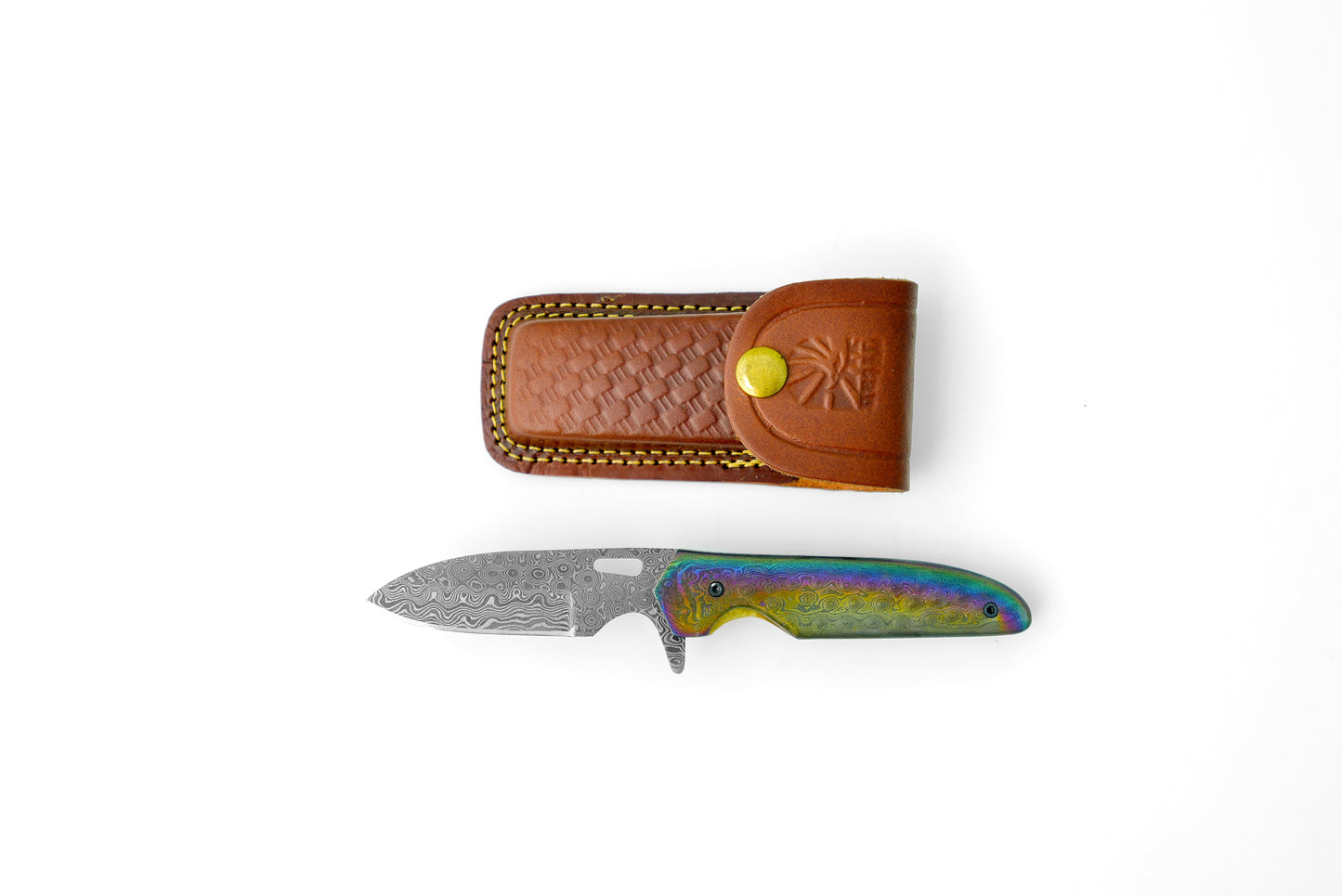 Damascus Steel Pocket Knife Limited Run Titan Transcendence TF-056