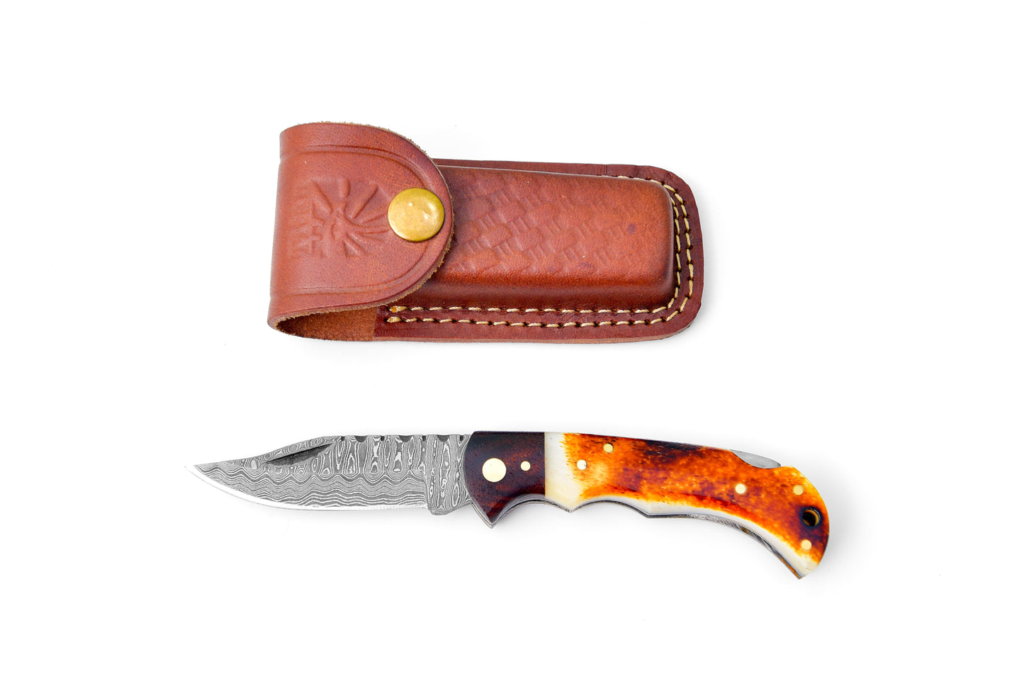 Damascus Steel Pocket Knife Limited Run TF-070