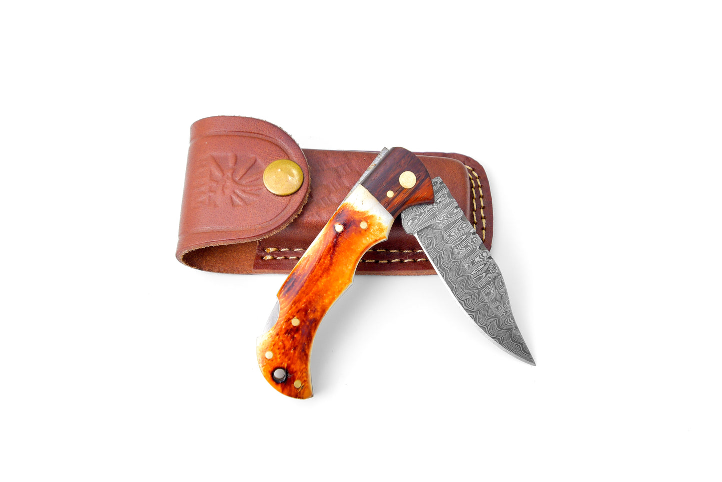 Damascus Steel Pocket Knife Limited Run TF-070