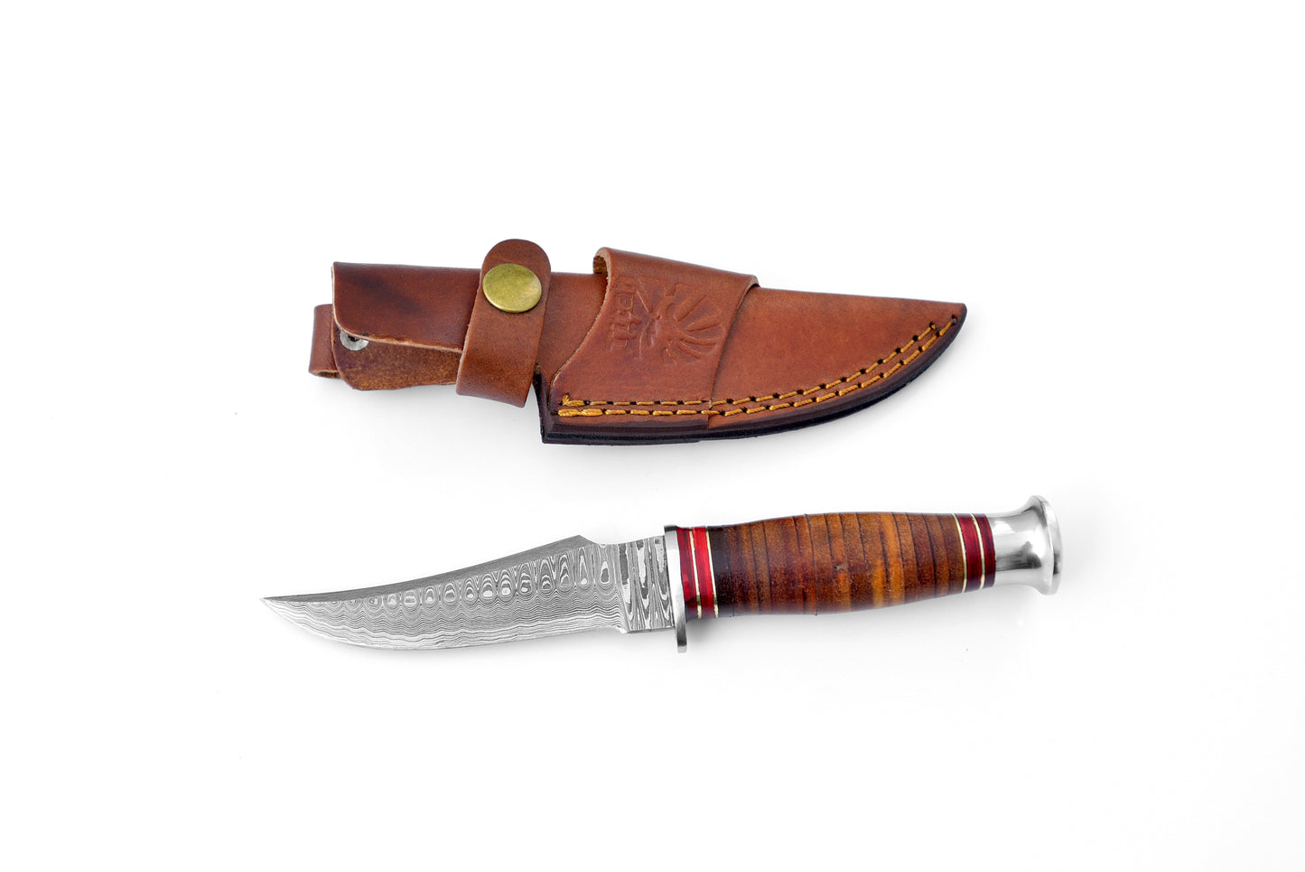 Titan Warden Damascus Steel Stacked Leather Handle TK-117