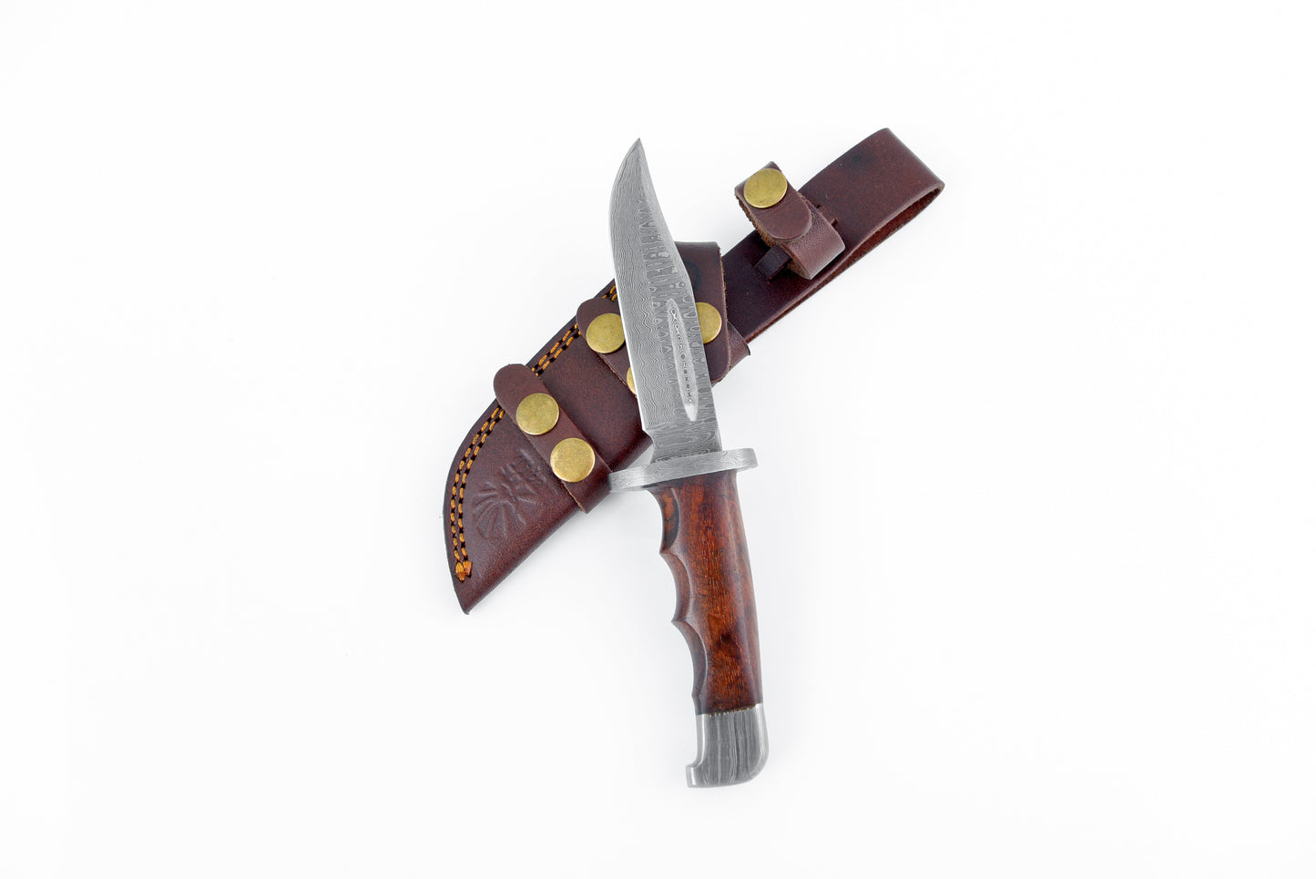 Damascus Hunting Knife Full Tang With Damascus Hilt Custom Titan Hunter TD-216