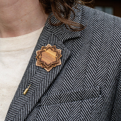 Wooden Brooch | Layered Lotus