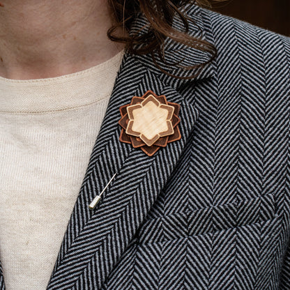Wooden Brooch | Layered Lotus