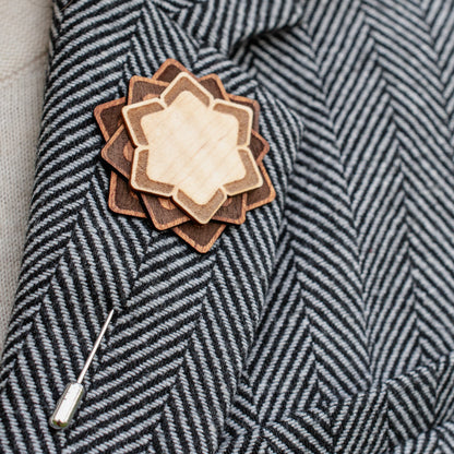 Wooden Brooch | Layered Lotus