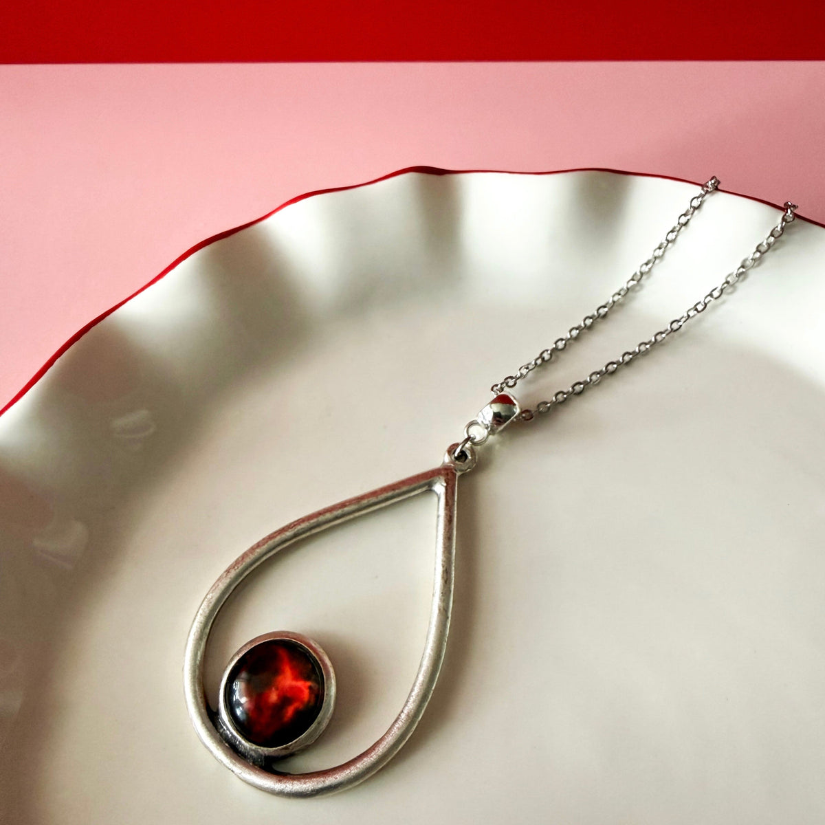 Silver Galaxy Teardrop Necklace