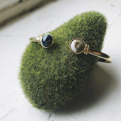 Earth and Moon Cuff Bracelet With Natural Stones