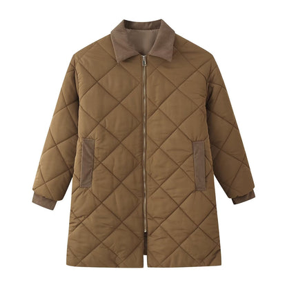Women's Diamond Quilted Corduroy Collar Coat BYMANYC ® New York CONTEMPORARY VIBRANT MODERN FASHION - New Collection