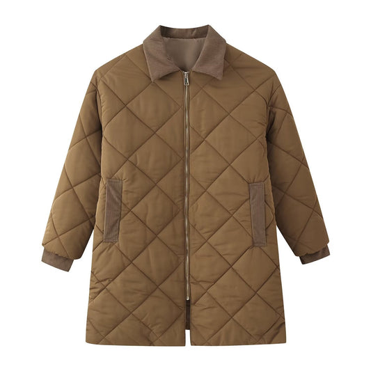 Women's Diamond Quilted Corduroy Collar Coat BYMANYC ® New York CONTEMPORARY VIBRANT MODERN FASHION - New Collection