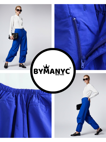 Electric Blue Women's Trousers With Layered Design • BYMANYC ® New York