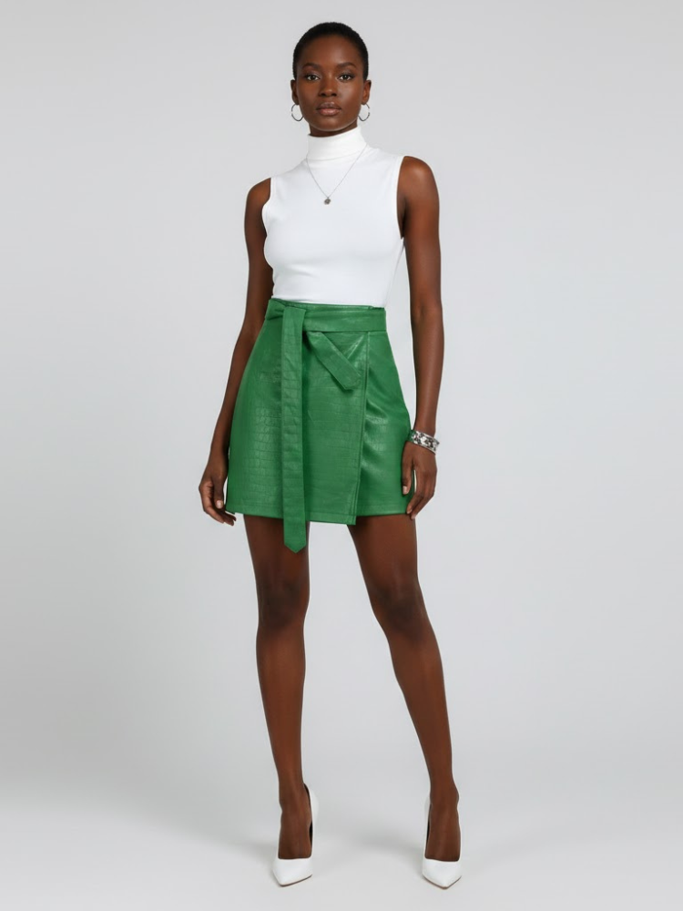 Emerald Green Vegan Leather Mini Skirt LAFAYETTE: New Colección COUTURE in NOLITA - BYMANYC ® New York