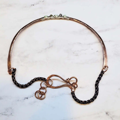 Ergonomic Copper Sculpted Embossed Wire Gemstone Choker