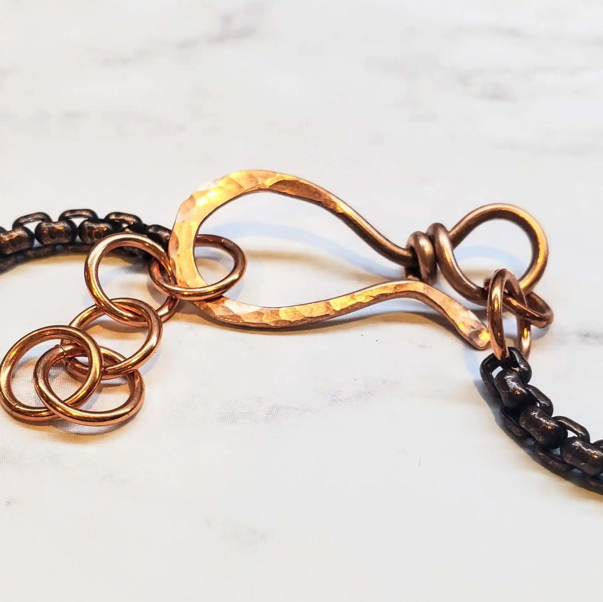 Ergonomic Copper Sculpted Embossed Wire Gemstone Choker