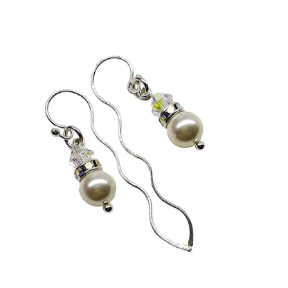 Innovative 925 Silver Swarovski Crystal Pearl Ear Threaders