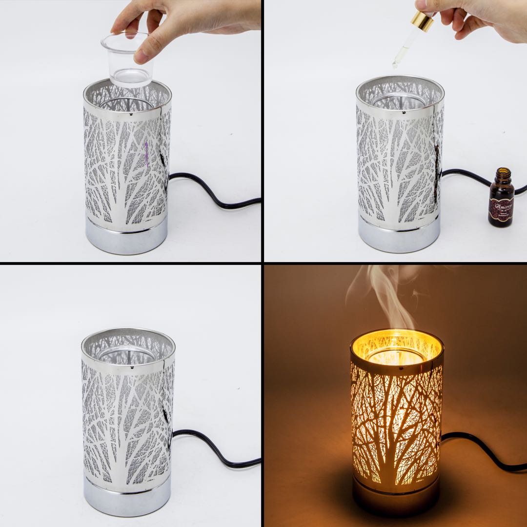 Touch Lamp-Fragrance Wax Melts Warmer -Electric Candle Essential Oil Burner-Metal  Silver Galaxy Table Decor