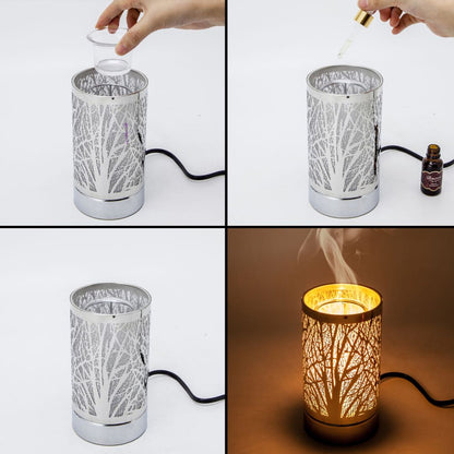Touch Lamp-Fragrance Wax Melts Warmer -Electric Candle Essential Oil Burner-Metal  Silver Galaxy Table Decor