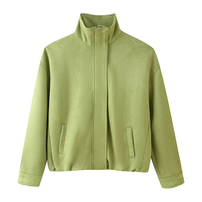 Women's Faux Suede High-Neck Bomber Jacket BYMANYC ® New York CONTEMPORARY VIBRANT MODERN FASHION - New Collection