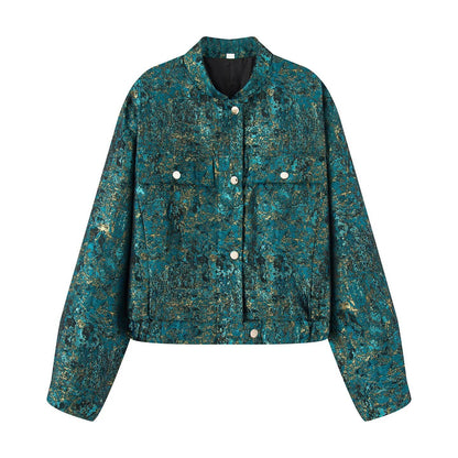 Women's Metallic Jacquard Turquoise Jacket BYMANYC ® New York CONTEMPORARY VIBRANT MODERN FASHION - New Collection