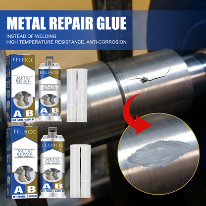 EELHOE Metal Ab Casting Adhesive (50ml)  Metal Repair Agent for Filling Cracks, Sealing Leaks, Quick-Drying Cracks and High-Temperature Resistant Welding