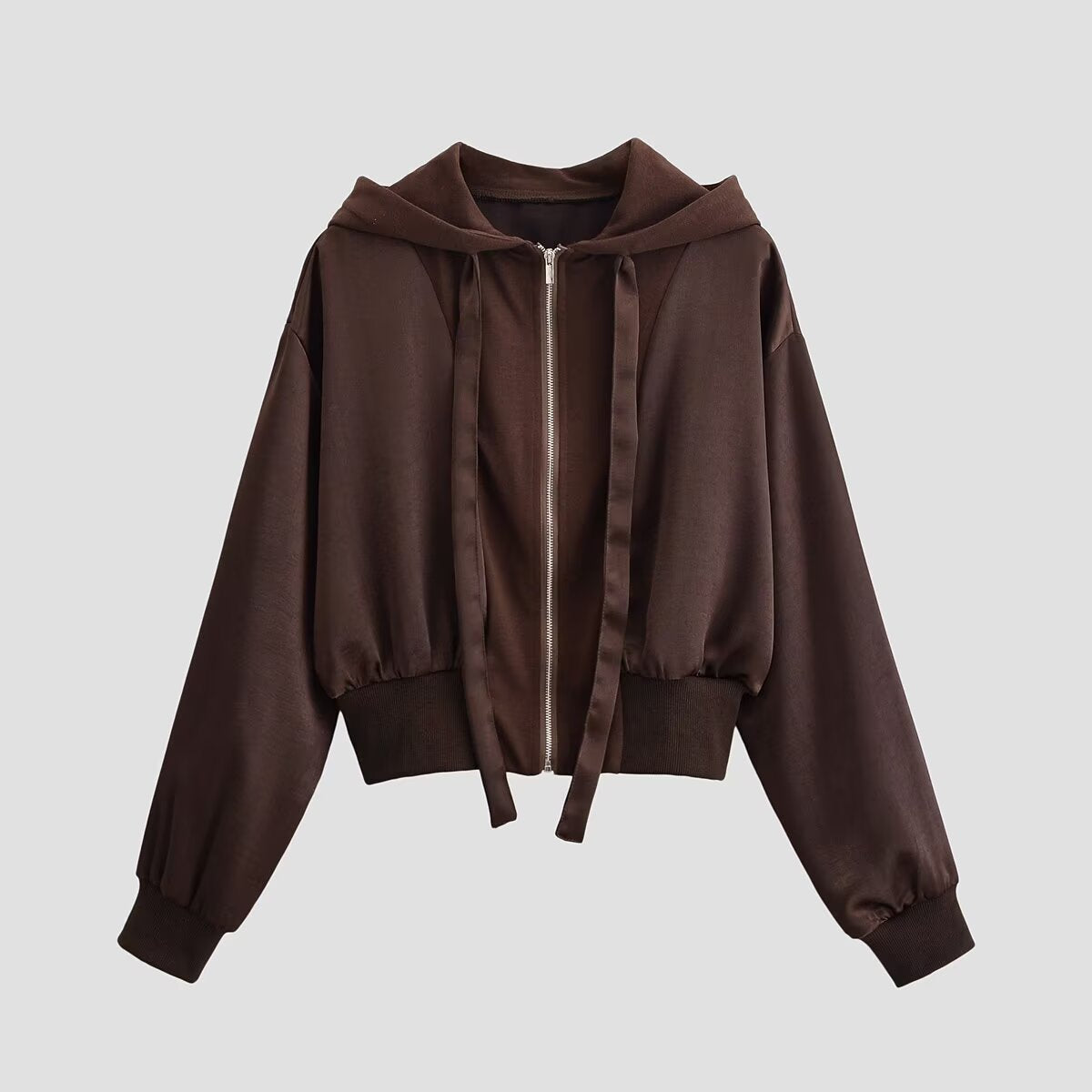 Women's Satin Cropped Zip-Up Hoodie Jacket BYMANYC ® New York CONTEMPORARY VIBRANT MODERN FASHION - New Collection