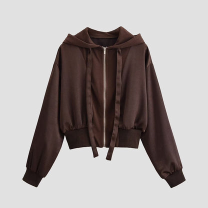 Women's Satin Cropped Zip-Up Hoodie Jacket BYMANYC ® New York CONTEMPORARY VIBRANT MODERN FASHION - New Collection
