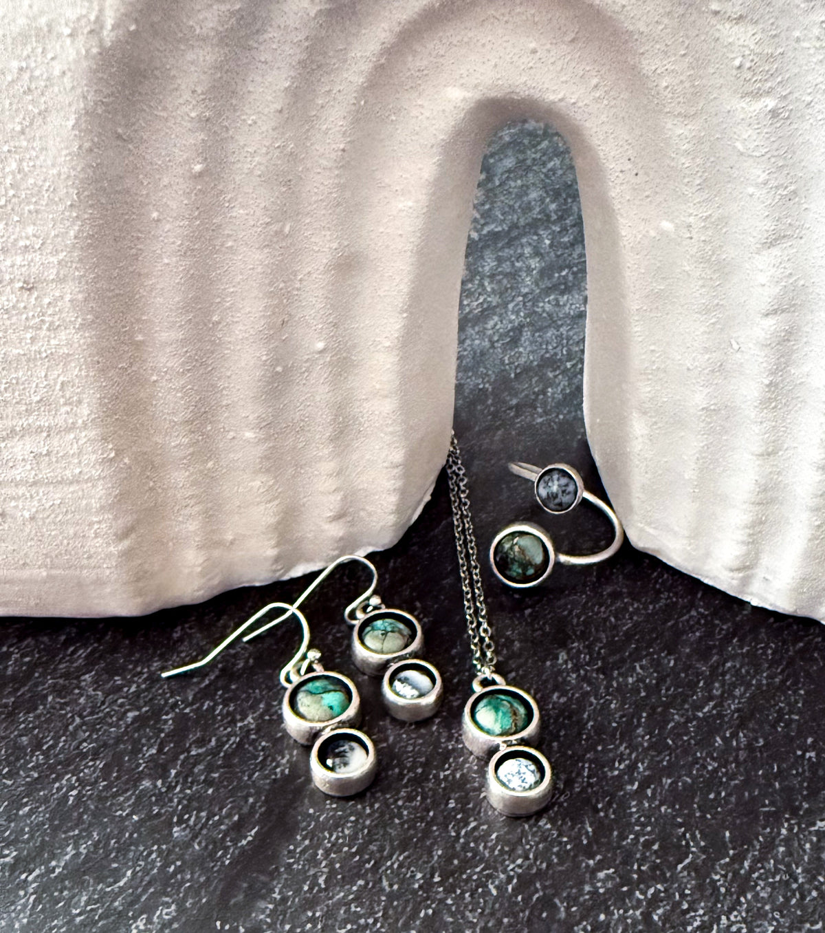 Earth and Moon Jewelry Set With Natural Stones