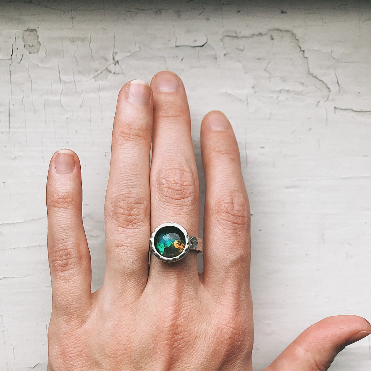 CLEARANCE Hammered Adjustable Galaxy Space Ring