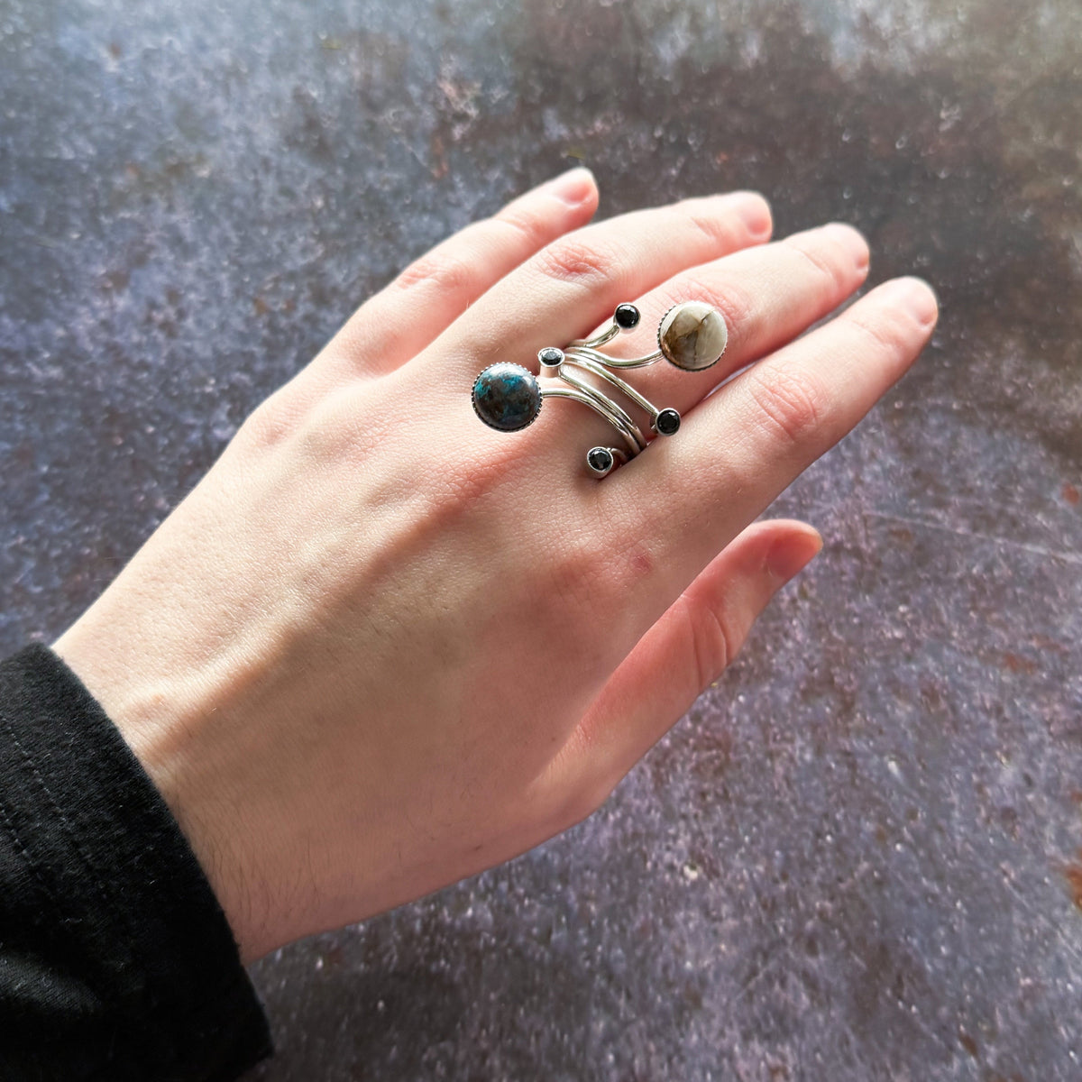 CLEARANCE DISCONTINUED Orbit Ring With Natural Stones