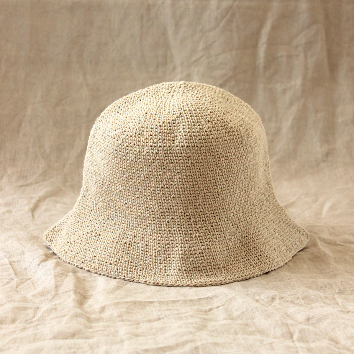FLORETTE Crochet Bucket Hat in Nude White