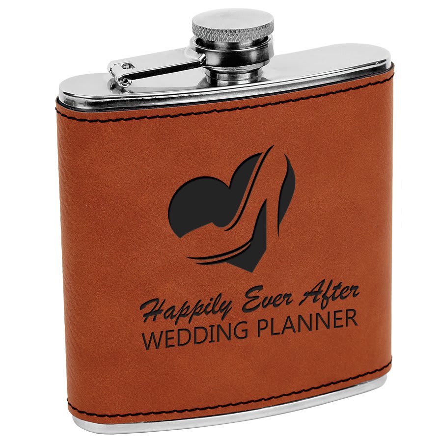 6 Oz. Laserable Leatherette Stainless Steel Flask
