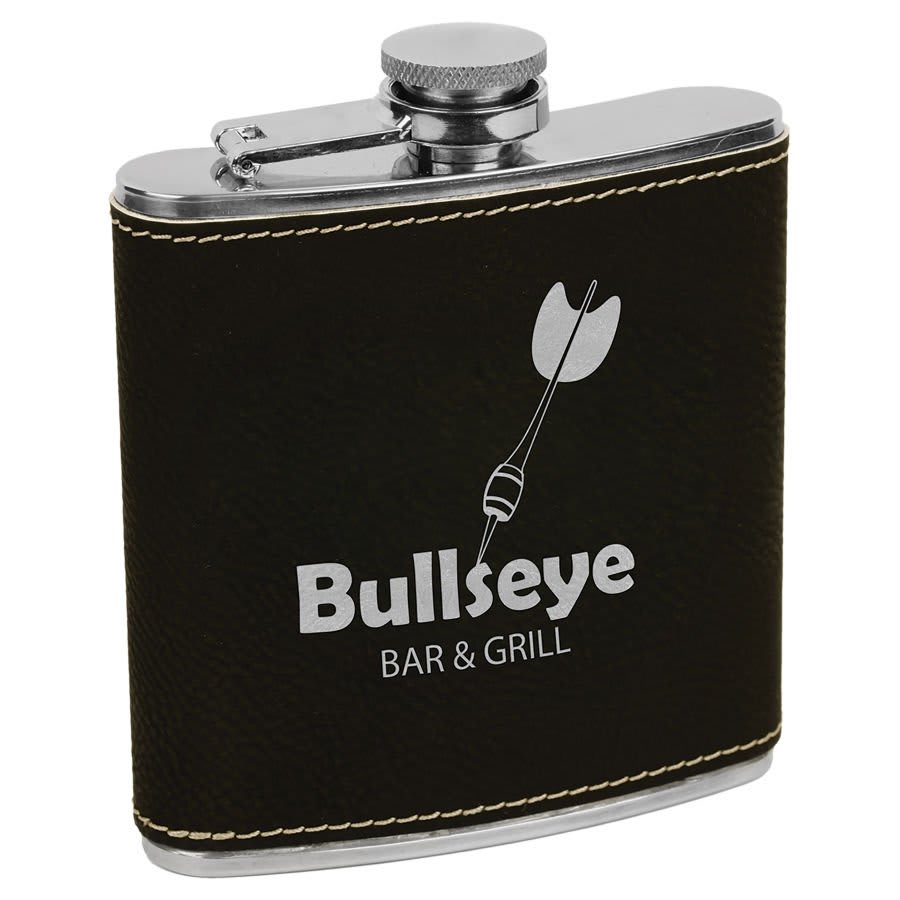 6 Oz. Laserable Leatherette Stainless Steel Flask