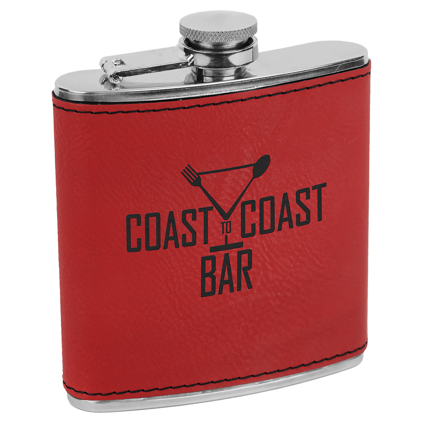 6 Oz. Laserable Leatherette Stainless Steel Flask