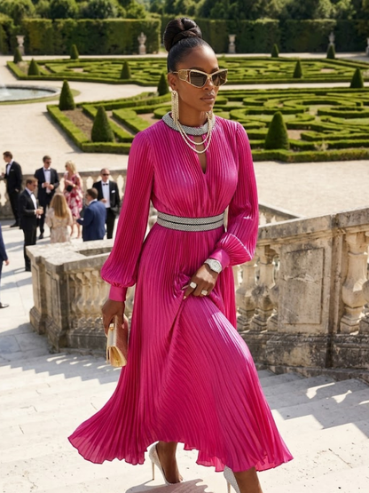 GALA DRESS Fuchsia Pleated SCHONBRUNN - BYMANYC ® New York