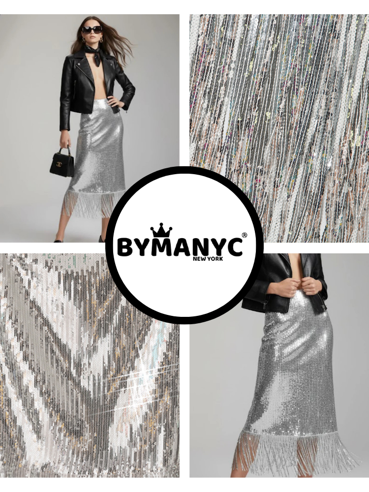 GALA GLAMOUR Fringed Midi Skirt ECO FASHION BYMANYC ® New York