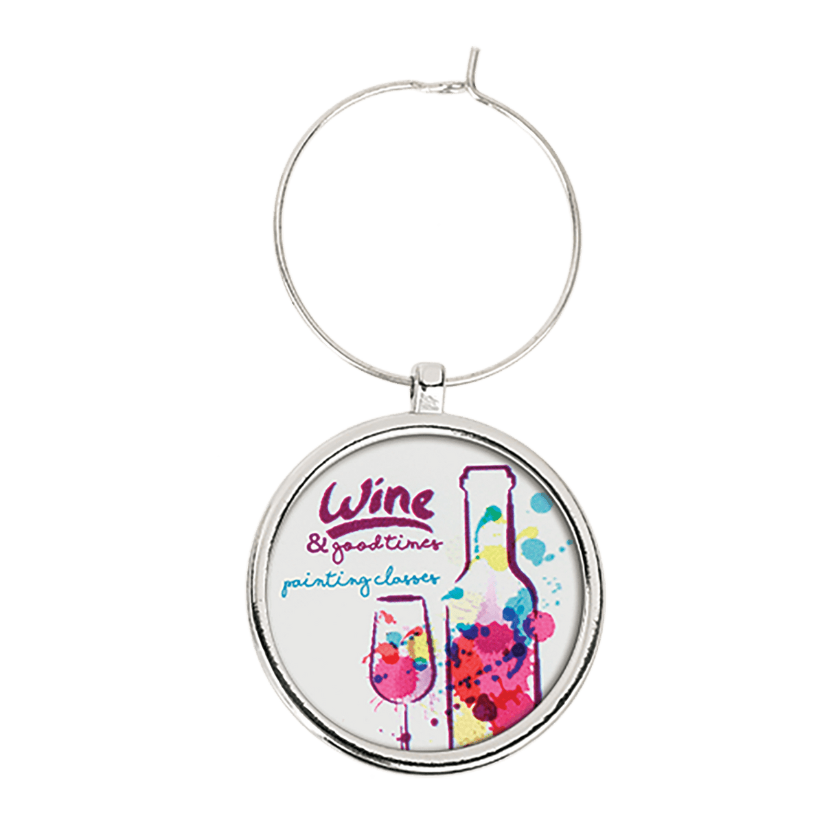 Wine Glass Charm With 1" Sublimatable Insert Holder