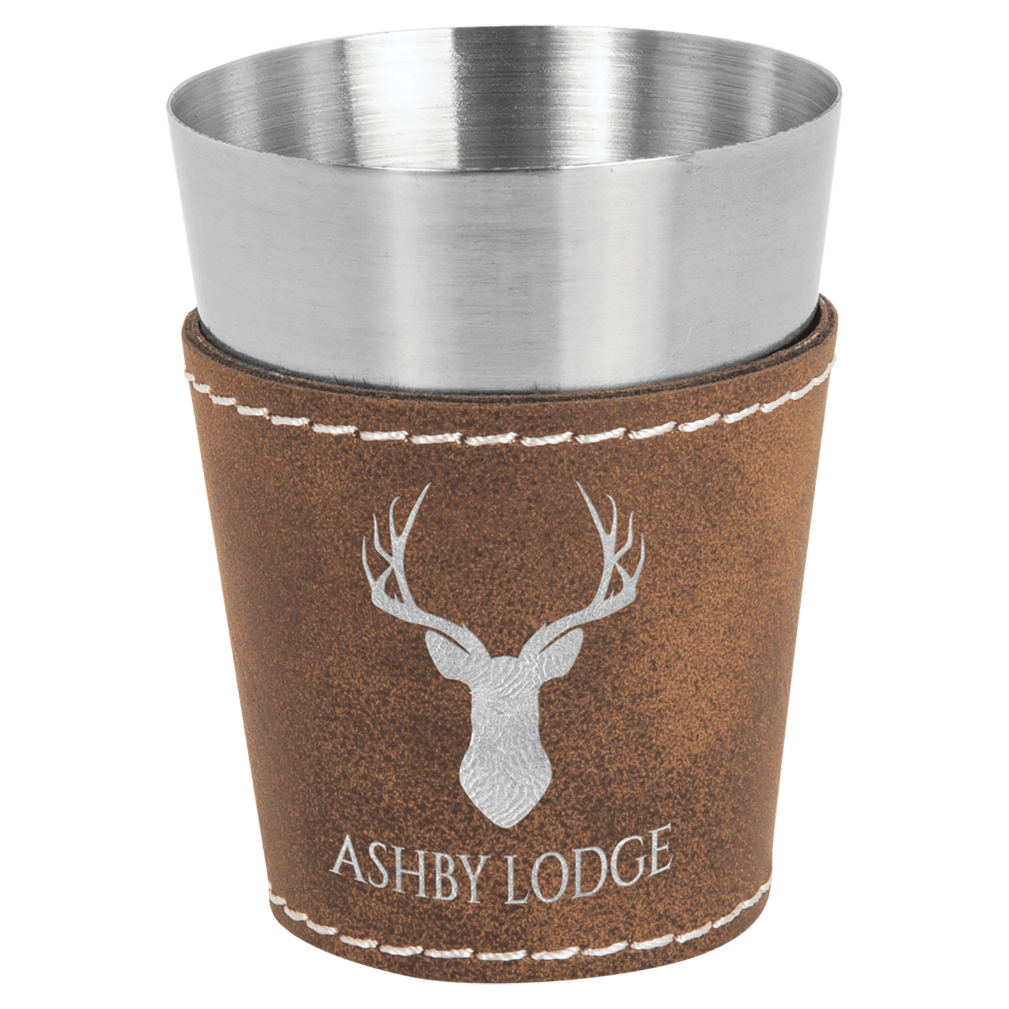2 Oz. Laserable Leatherette & Stainless Steel Shot Glass