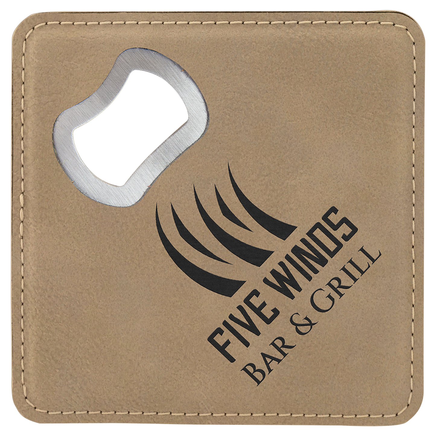 4" X 4" Laserable Leatherette Bottle Opener Coaster