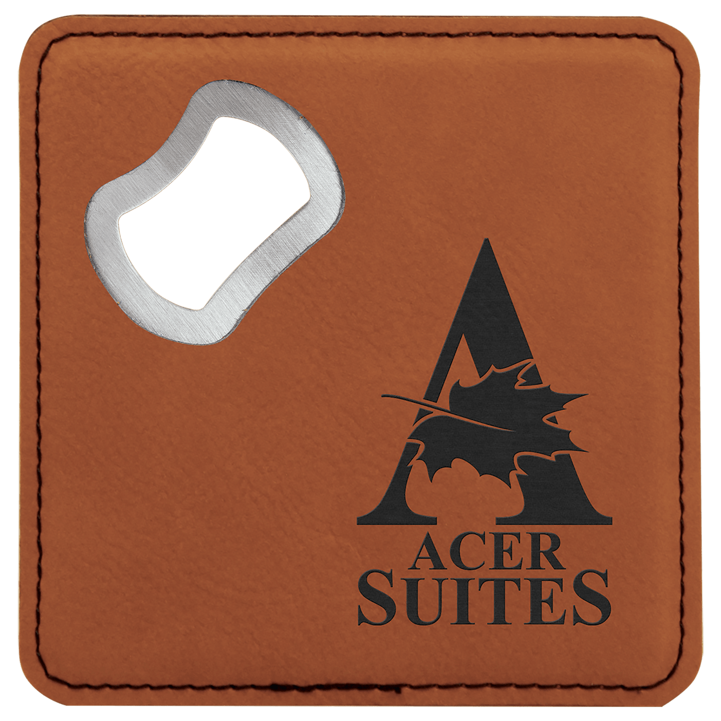 4" X 4" Laserable Leatherette Bottle Opener Coaster