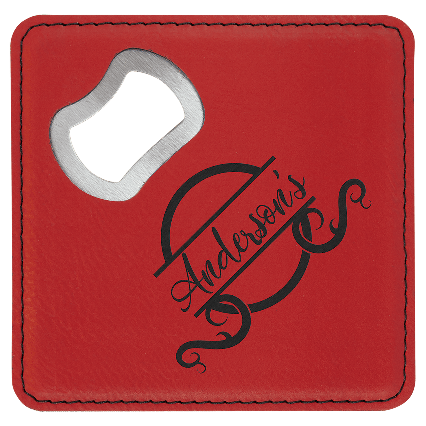 4" X 4" Laserable Leatherette Bottle Opener Coaster