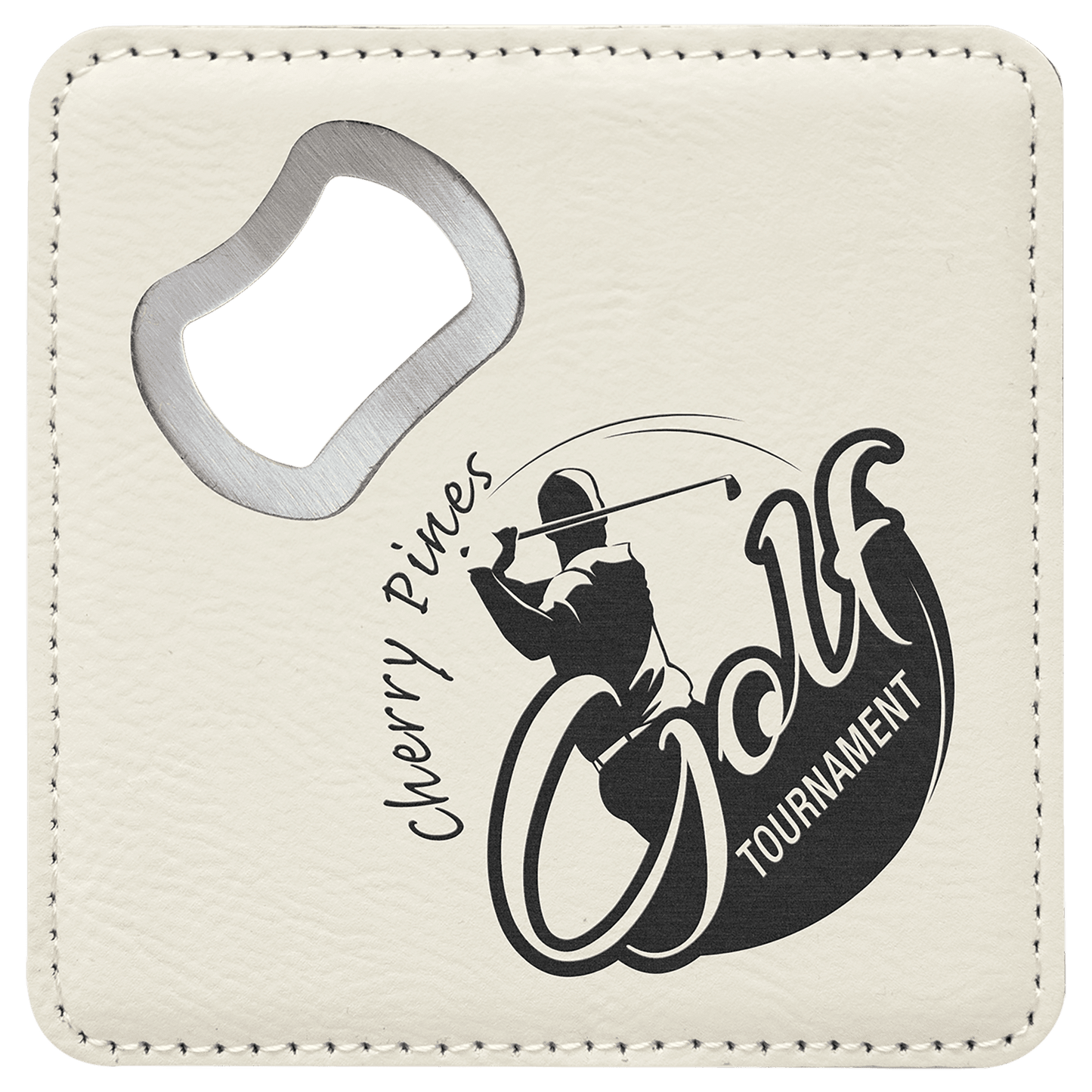 4" X 4" Laserable Leatherette Bottle Opener Coaster