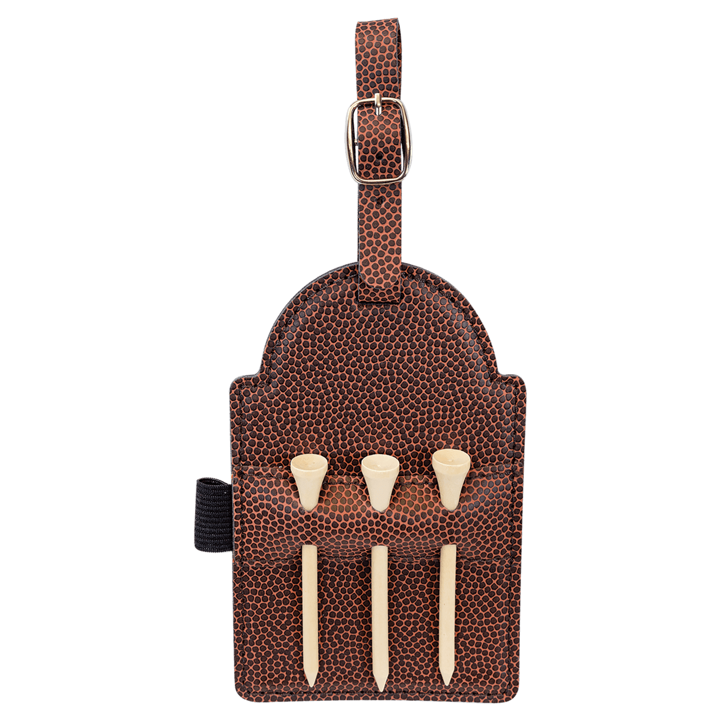5" X 3 1/4" Laserable Leatherette Golf Bag Tag With 3 Wooden Tees