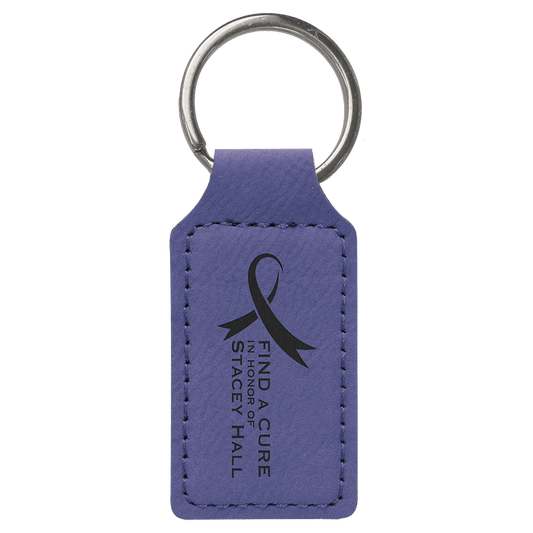 2 3/4" X 1 1/4" Purple Laserable Leatherette Rectangle Keychain