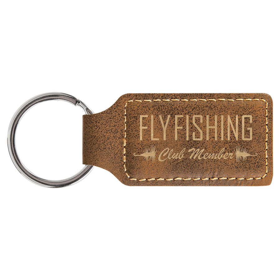 2 3/4" X 1 1/4" Laserable Leatherette Rectangle Keychain