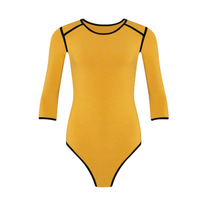 The Girl 3/4 Sleeve Second Skin Active Bodysuit in Canary Yellow | Lenzing™ Viscose Stretch Fit