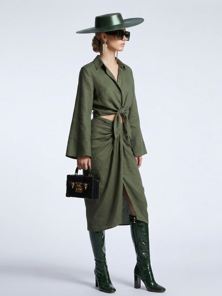 GREENWICH Women's Tie-Blouse & Skirt Set Prêt-À-Porter BYMANYC ® NY