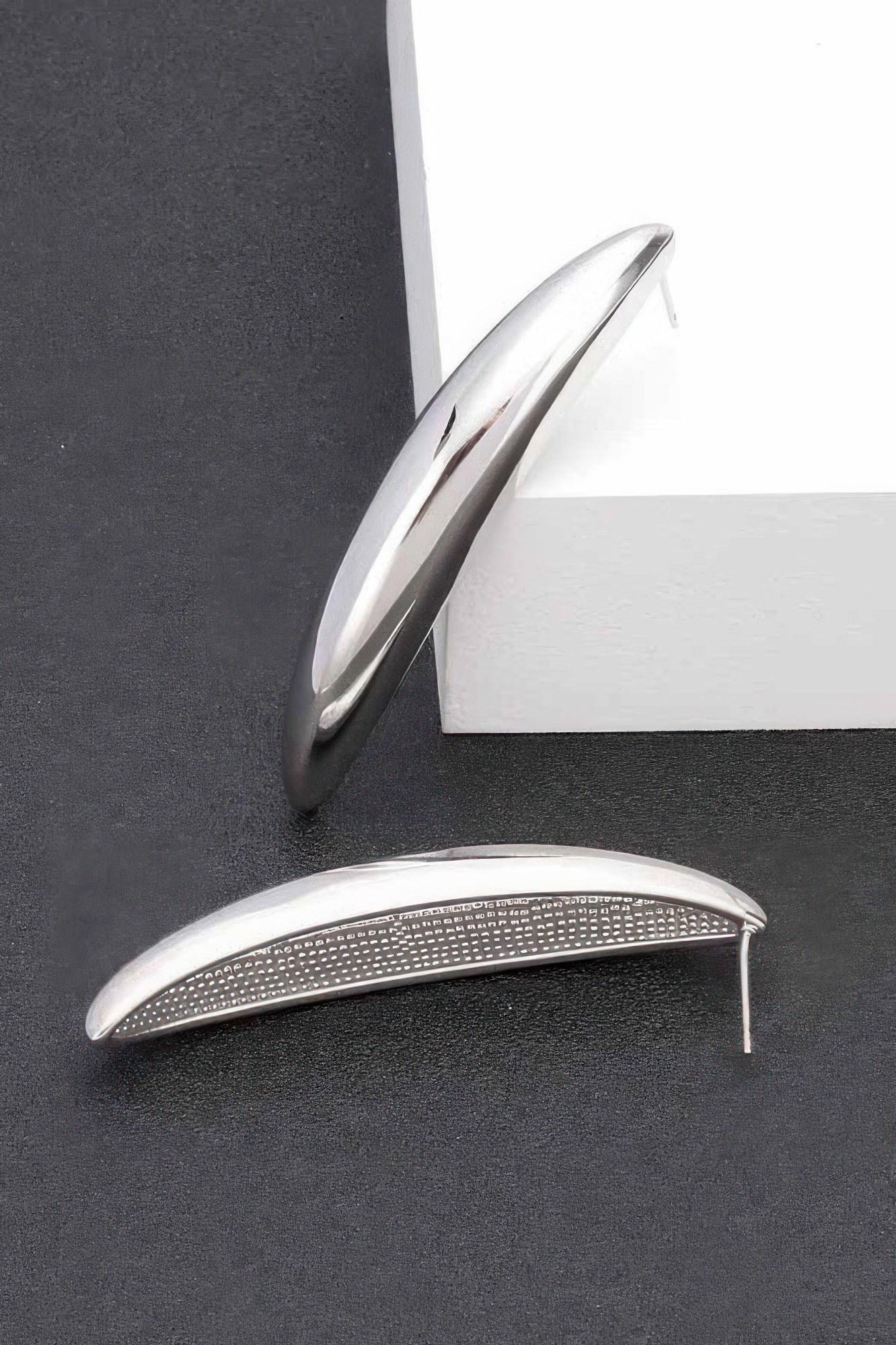 GUGGENHEIM Curved Metal Vintage Stud Earrings: BYMANYC ® New York
