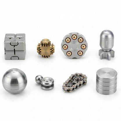 Set of 8 -Metal Desk Fidget & Kinetic Toy Collection