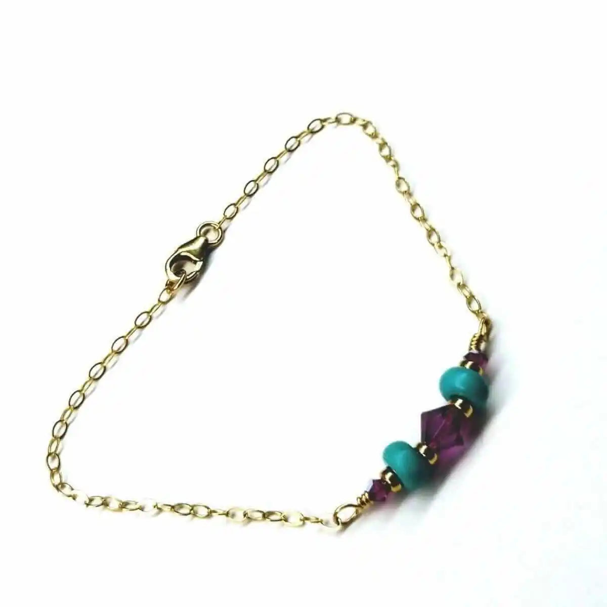 Handmade Gold Filled Pink Turquoise Gemstone Bracelet