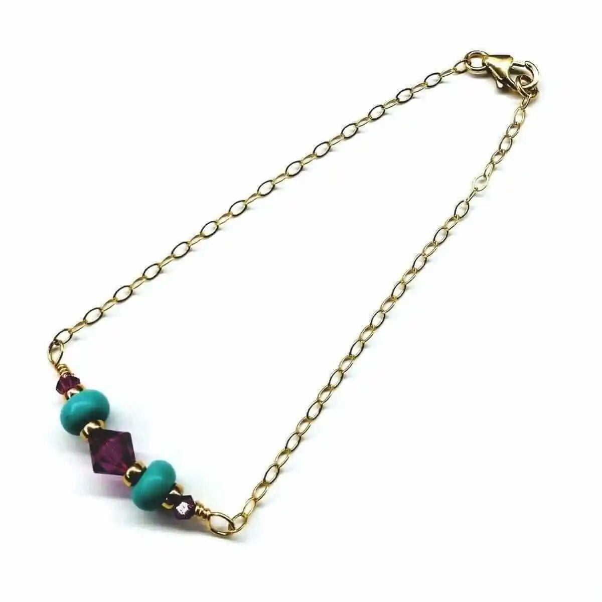 Handmade Gold Filled Pink Turquoise Gemstone Bracelet