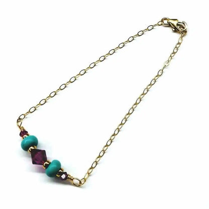 Handmade Gold Filled Pink Turquoise Gemstone Bracelet