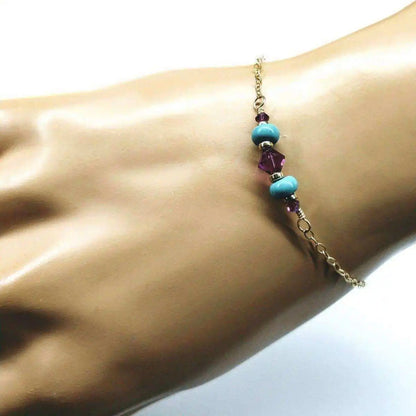 Handmade Gold Filled Pink Turquoise Gemstone Bracelet
